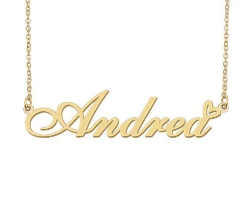9787 Andrea Name Necklace Heart Charm Pendant 18k Gold Plated Stainless